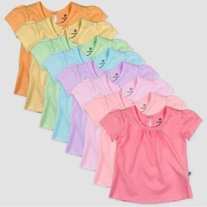 Honest Baby girls’ 8pk Rainbow organic cotton puff sleeve t-shirt